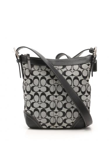 コーチ Coach シグネチャー ショルダーバッグ キャンバス レザー 黒 グレー ハイブランド ブランド専門の中古通販サイト 277736