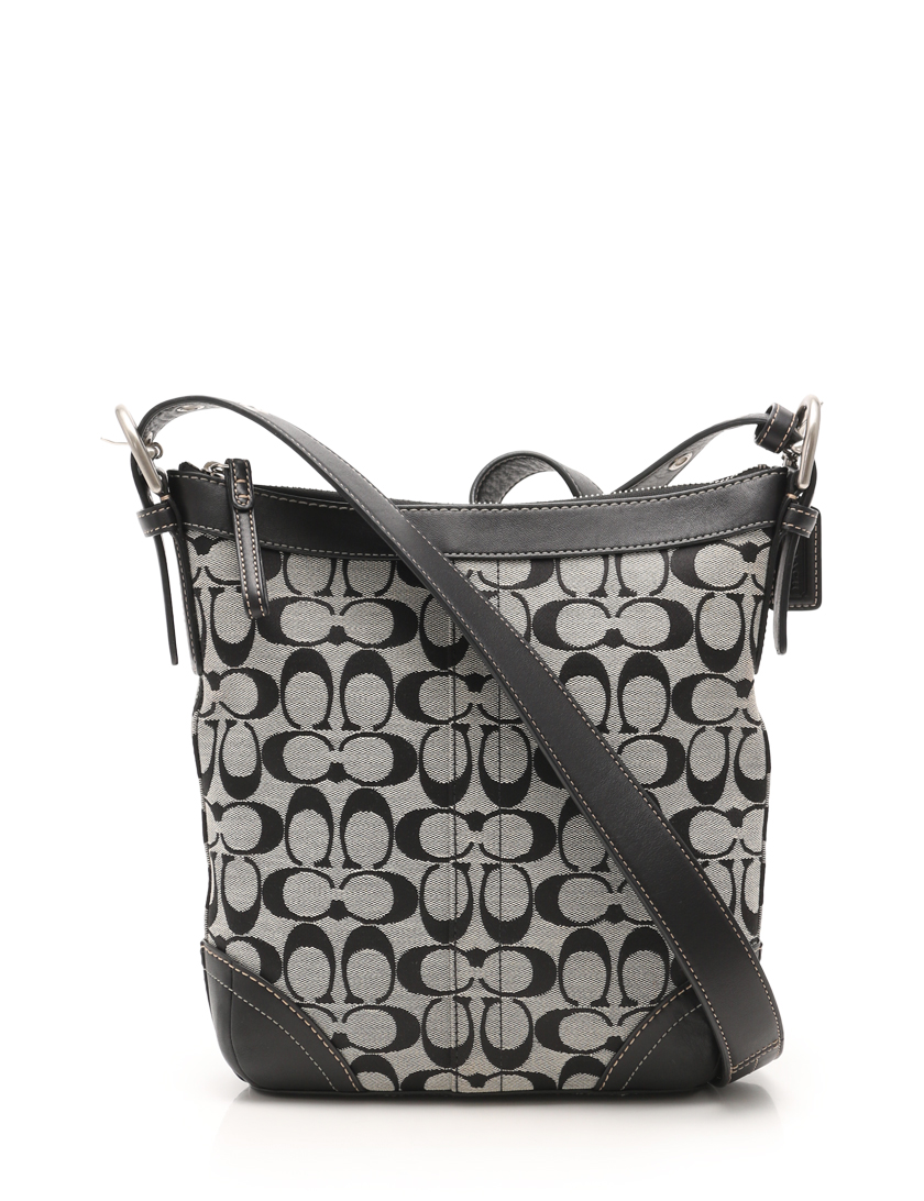 コーチ(COACH)シグネチャー|ショルダーバッグ|キャンバス|レザー|黒|グレー|ハイブランド・ブランド専門の中古通販サイト(277736)
