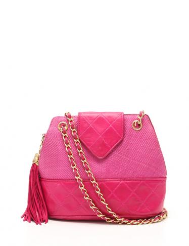 シャネル Chanel マトラッセ チェーンショルダーバッグ レザー ストロー ピンク タッセル ヴィンテージ ハイブランド ブランド専門の中古通販サイト