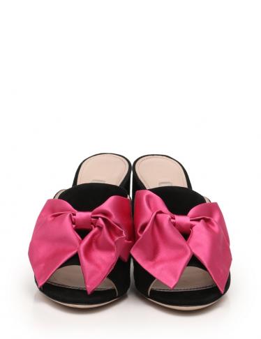 ミュウミュウ(miu miu)サンダル|ミュール|スエード|サテン|黒 ミュウミュウ(miu miu)サンダル|ミュール|スエード|サテン|黒
