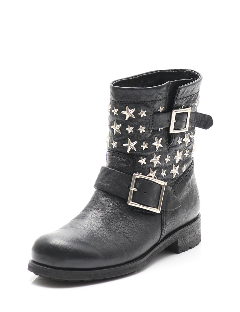 ジミーチュウ(JIMMY CHOO)スタースタッズ|ショートブーツ|レザー|黒|ハイブランド・ブランド専門の中古通販サイト(285222)