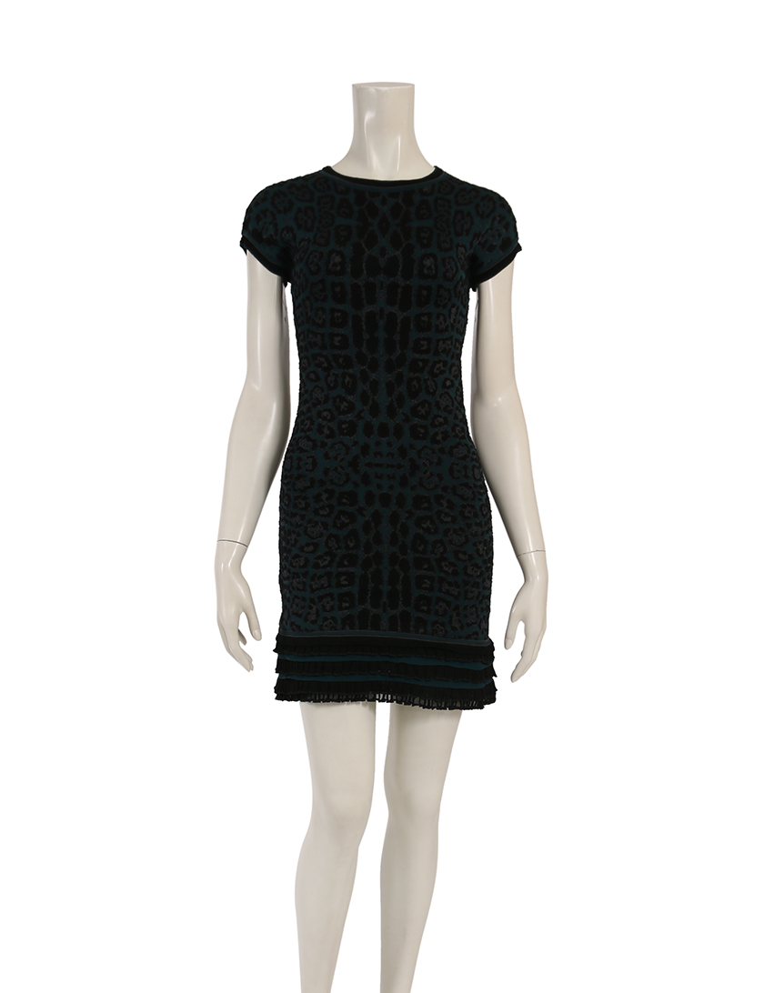 ロベルトカヴァリ Roberto Cavalli ニットワンピース アニマル柄 レーヨン ブルーグリーン 黒 グレー ハイブランド ブランド 専門の中古通販サイト 21