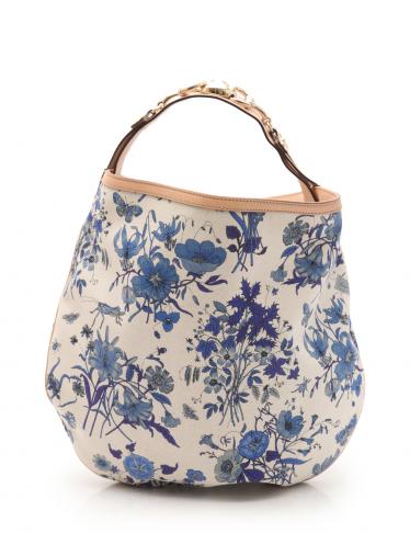 グッチ Gucci ショルダーバッグ 花柄 キャンバス レザー アイボリー ベージュ 青 ハイブランド ブランド専門の中古通販サイト