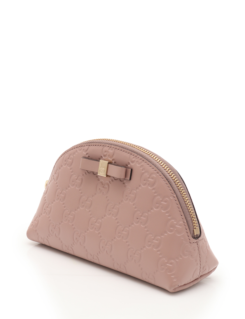 グッチ Gucci グッチシマ ポーチ レザー ピンクベージュ リボン ハイブランド ブランド専門の中古通販サイト 2313
