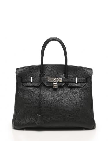 HERMES・バッグ・バーキン35 ハンドバッグ トゴ 黒 シルバー金具 □P刻印