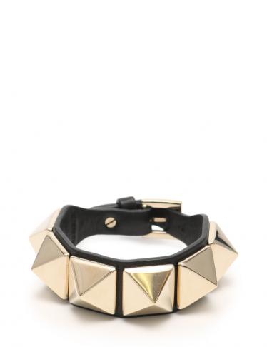 VALENTINO・アクセサリー・ロックスタッズ ブレスレット レザー 黒 