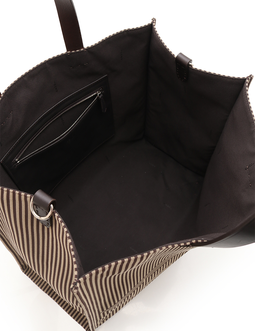 フェンディ(FENDI)|トートバッグ|ストライプ柄|キャンバス|レザー|ベージュ|黒|2WAY|ハイブランド・ブランド専門の中古通販サイト(289990)