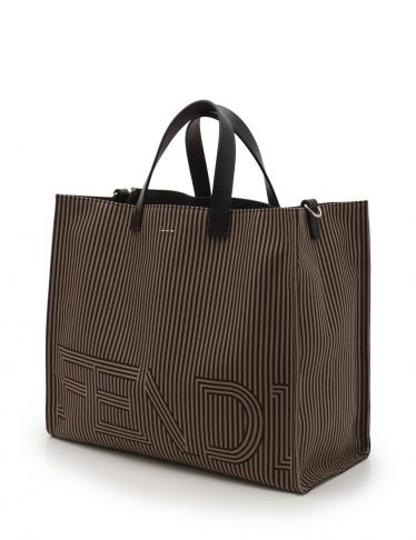 フェンディ(FENDI)|トートバッグ|ストライプ柄|キャンバス|レザー|ベージュ|黒|2WAY|ハイブランド・ブランド専門の中古通販サイト(289990)