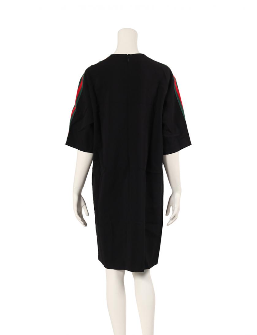 グッチ Gucci ウェブ ストレッチヴィスコース チュニックドレス ワンピース レーヨン 黒 緑 赤 ハイブランド ブランド専門の中古通販サイト