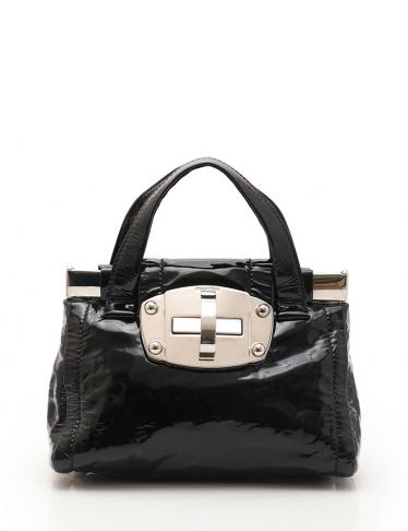 miu miu・バッグ・ターンロック ハンドバッグ エナメルレザー 黒