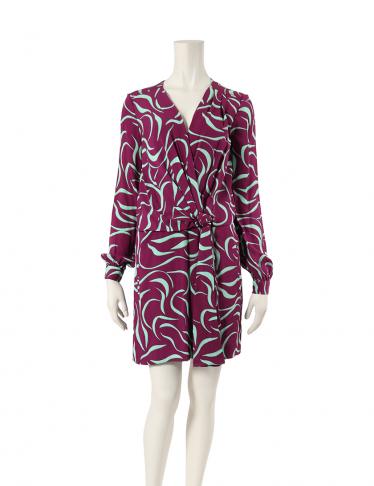 ダイアンフォンファステンバーグ Diane Von Furstenberg Dora Lily Crepe Print ワンピース シルク 紫 ライトグリーン ハイブランド ブランド専門の中古通販サイト