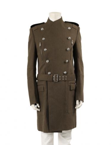BALMAIN・アウター・ ロングコート ウール カーキ エンブレム