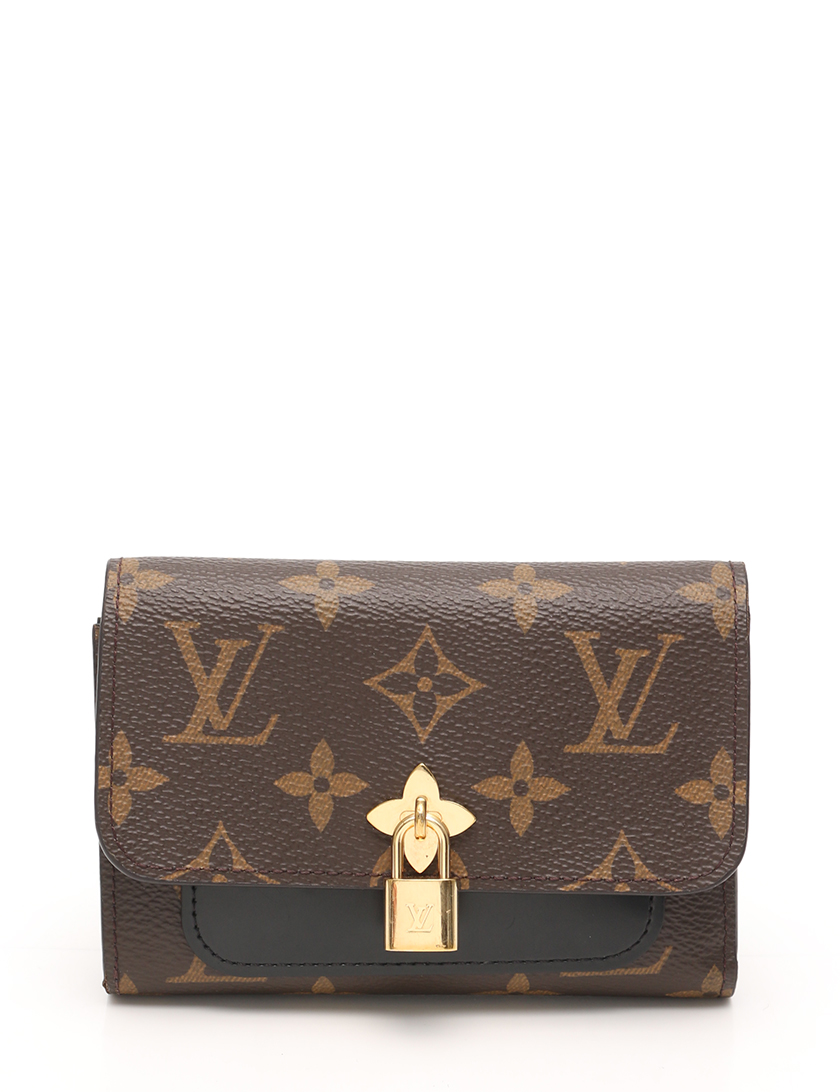 ルイヴィトン(LOUIS VUITTON)ポルトフォイユ|フラワー|コンパクト|モノグラム|二つ折り財布|PVC|レザー|茶|黒|ハイブランド・ブランド専門の中古通販サイト(308500)