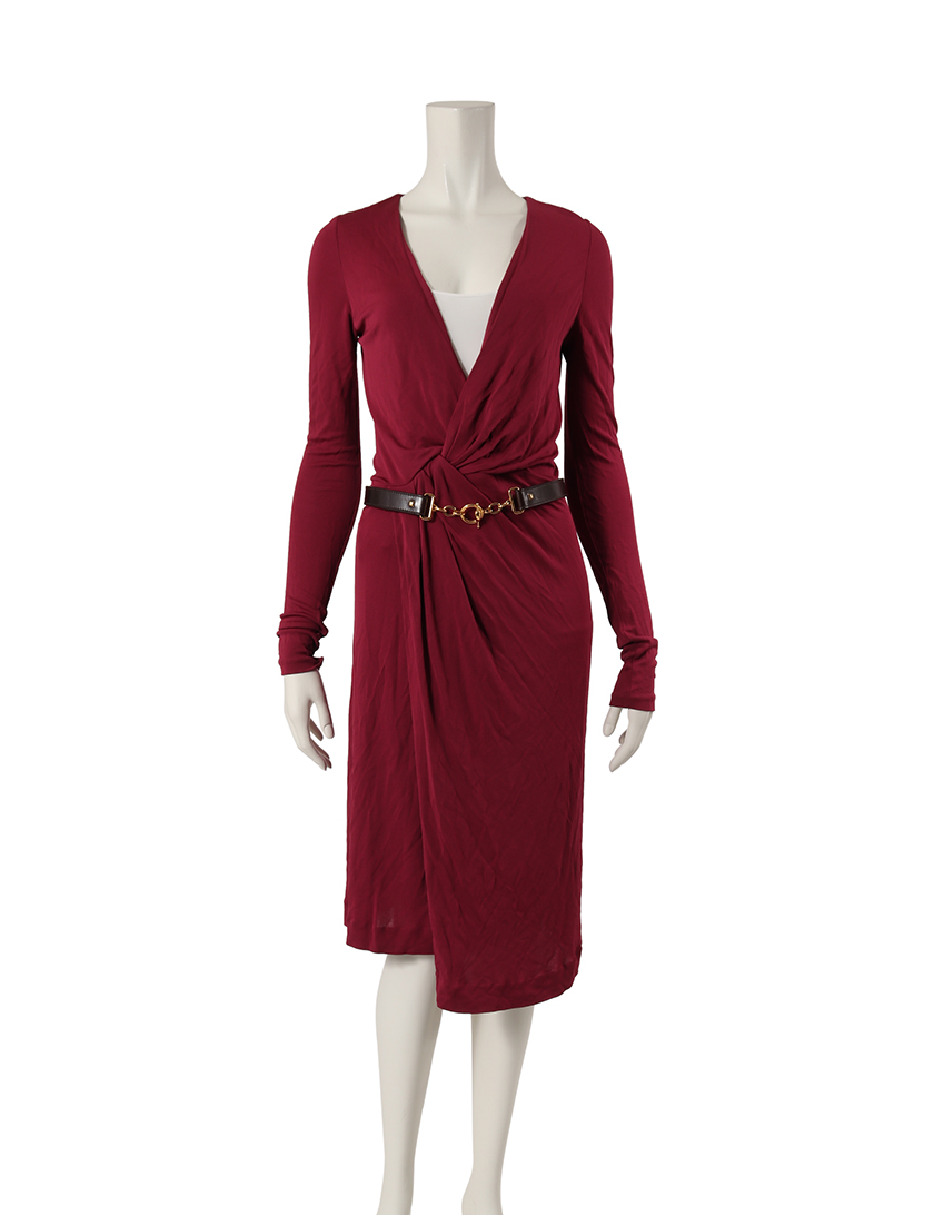 グッチ Gucci ワンピース ボルドー レザーベルト付き ハイブランド ブランド専門の中古通販サイト グッチ Gucci ワンピース ボルドー レザーベルト付き ハイブランド ブランド専門の中古通販サイト