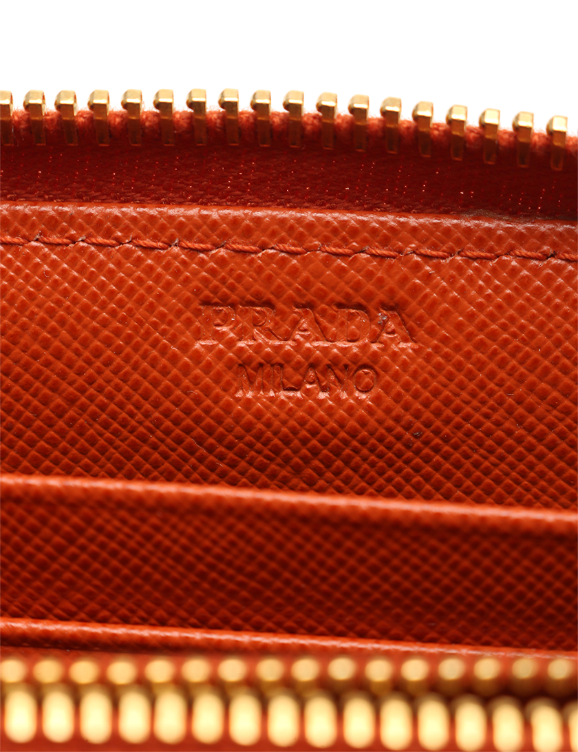 プラダ(PRADA)SAFFIANO|STRIPE|ストライプ|ラウンドファスナー財布|サフィアーノレザー|オレンジ|バイカラー|ハイブランド・ブランド専門の中古通販サイト(309446)