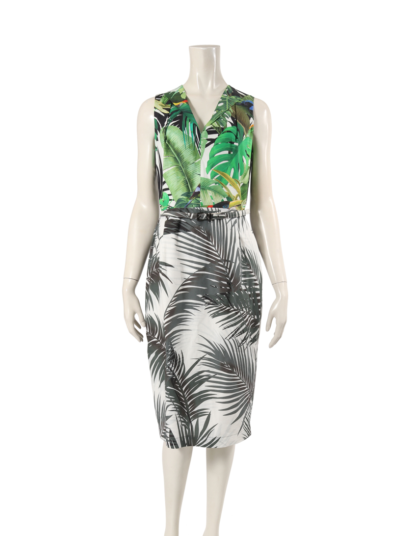 マックスマーラ Max Mara ワンピース 花柄 ノースリーブ コットン 白 緑 グレー ハイブランド ブランド専門の中古通販サイト