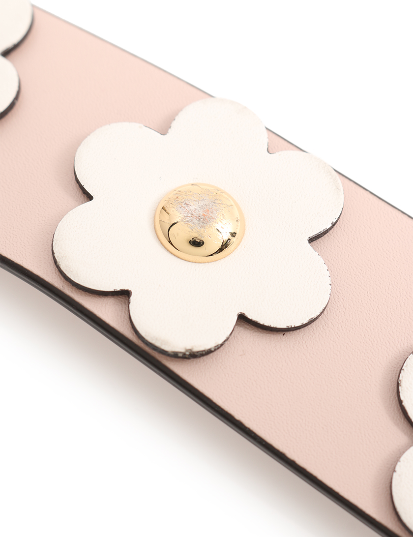 マイケルコース Michael Kors フラワーアップリケ ギターストラップ ショルダーストラップ レザー ピンク 白 ハイブランド ブランド専門の中古通販サイト