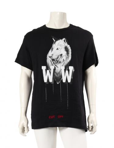 OFF-WHITE・トップス・OTHELO WOLF プリントTシャツ カットソー 黒 白 
