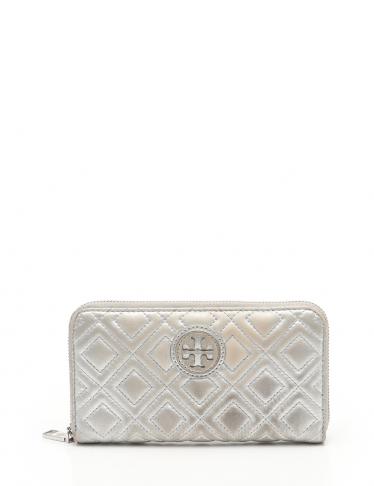 トリーバーチ Tory Burch ラウンドファスナー長財布 キルティング レザー シルバー ハイブランド ブランド 専門の中古通販サイト