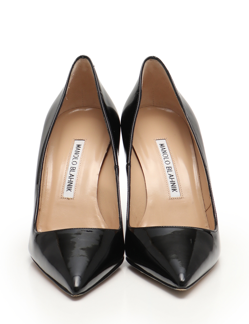 マノロブラニク(MANOLO BLAHNIK)ポインテッドトゥ|パンプス|エナメルレザー|黒|ハイブランド・ブランド専門の中古通販サイト(319894)