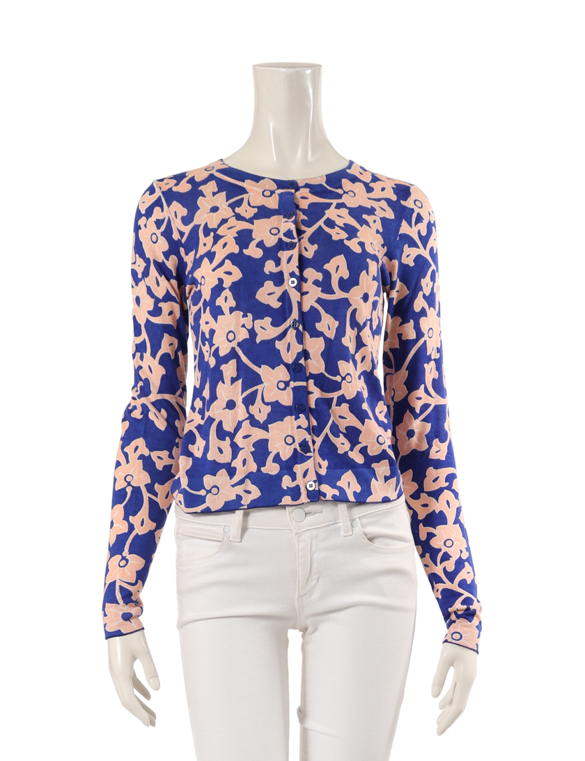 ダイアンフォンファステンバーグ Diane Von Furstenberg Ibiza カーディガン 花柄 シルク ネイビー ピンクベージュ ハイブランド ブランド専門の中古通販サイト