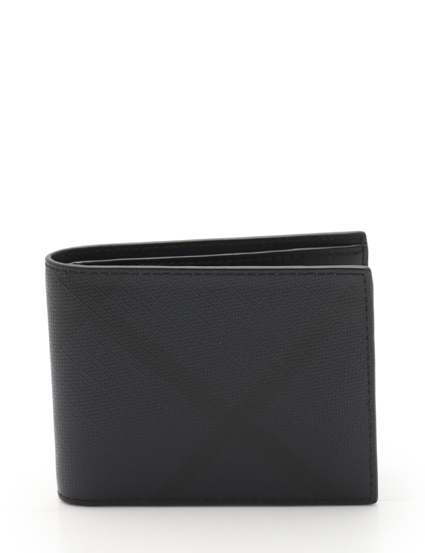 バーバリー Burberry 二つ折り札入れ チェック柄 レザー 黒 青 ハイブランド ブランド専門の中古通販サイト