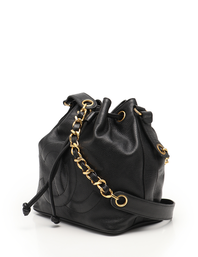 シャネル(CHANEL)ココマーク|チェーンショルダーバッグ|キャビアスキン|黒|巾着型|ハイブランド・ブランド専門の中古通販サイト(343373)