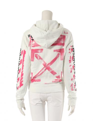 オフホワイト Off White Diagstencil Slim Hoodie パーカー スウェット コットン アイボリー 黒 ピンク ハイブランド ブランド専門の中古通販サイト