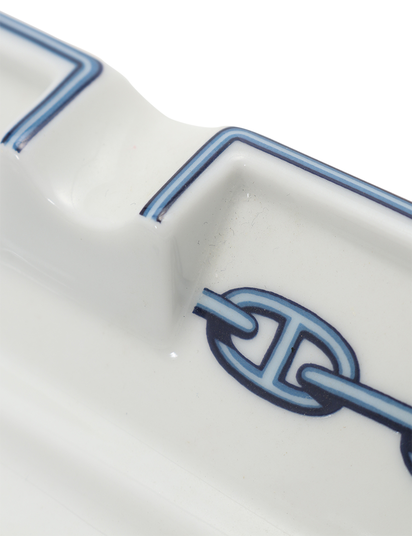 エルメス(HERMES)シェーヌダンクル|灰皿|陶器|白|ネイビー|水色|ハイブランド・ブランド専門の中古通販サイト(351926)