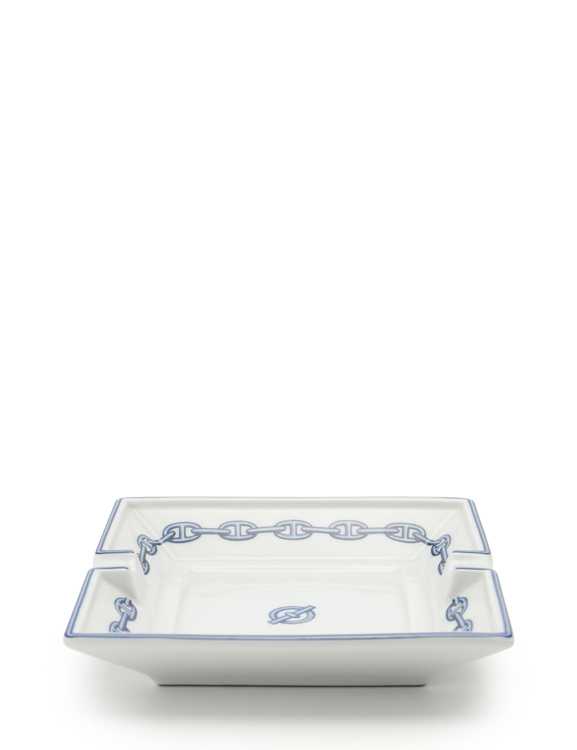 エルメス(HERMES)シェーヌダンクル|灰皿|陶器|白|ネイビー|水色|ハイブランド・ブランド専門の中古通販サイト(351926)