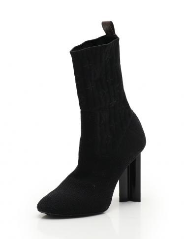 LOUIS VUITTON・シューズ・シルエット ライン アンクルブーツ 黒