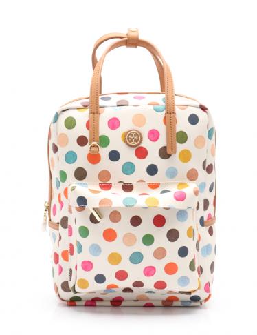 トリーバーチ(TORY BURCH)ケリントン|トップハンドルバックパック|リュックサック|ドット|PVC|レザー|白|マルチカラー|ハイブランド・ブランド専門の中古通販サイト(353427)