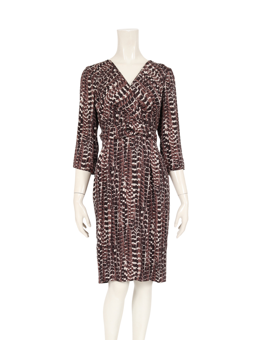 マックスマーラ Max Mara ワンピース 長袖 シルク 茶 アイボリー 黒 ハイブランド ブランド専門の中古通販サイト マックスマーラ Max Mara ワンピース 長袖 シルク 茶 アイボリー 黒 ハイブランド ブランド専門の中古通販サイト
