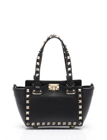 VALENTINO GARAVANI・バッグ・ロックスタッズ ミニトート レザー 黒
