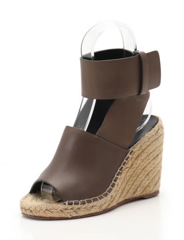 CELINE・シューズ・エスパドリーユ ウェッジソールサンダル レザー 