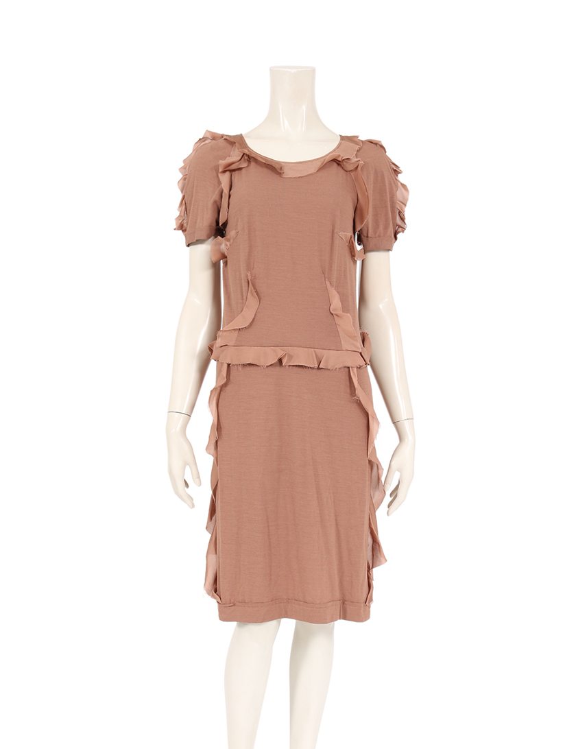 ランバン Lanvin ワンピース レーヨン ベージュ フリル ハイブランド ブランド専門の中古通販サイト