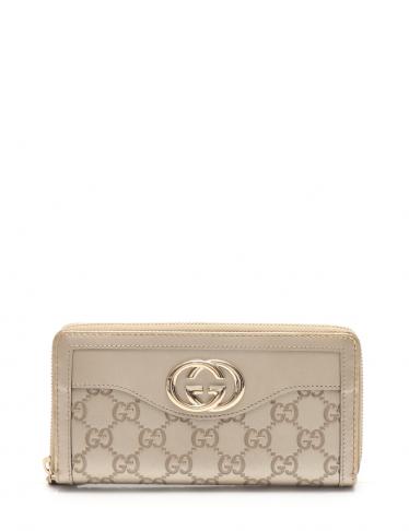グッチ Gucci スーキー グッチシマ ラウンドファスナー長財布 レザー ゴールド ハイブランド ブランド専門の中古通販サイト