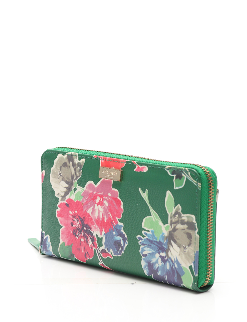 ケイトスペード(kate spade)|ラウンドファスナー長財布|花柄|PVC|緑|ハイブランド・ブランド専門の中古通販サイト(358831)