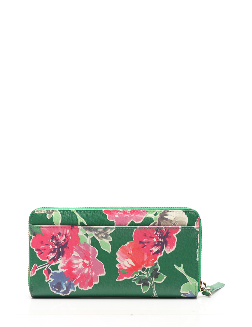ケイトスペード(kate spade)|ラウンドファスナー長財布|花柄|PVC|緑|ハイブランド・ブランド専門の中古通販サイト(358831)